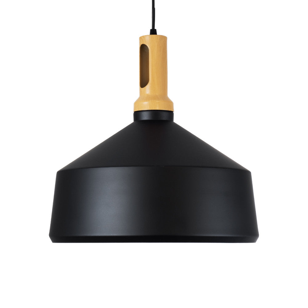 CÔNE  -  MÉTAL NOIR & OR AVEC BOIS BEIGE