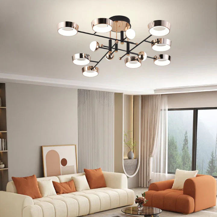 DARSOME - Lustre Suspendu Moderne – Design Épuré Éclairage LED (Doré/Noir)