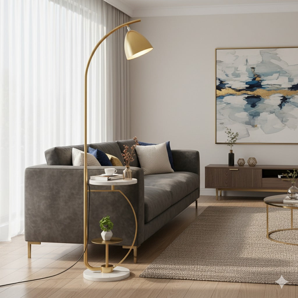 Lampadaire Arche avec Tablette Marbre