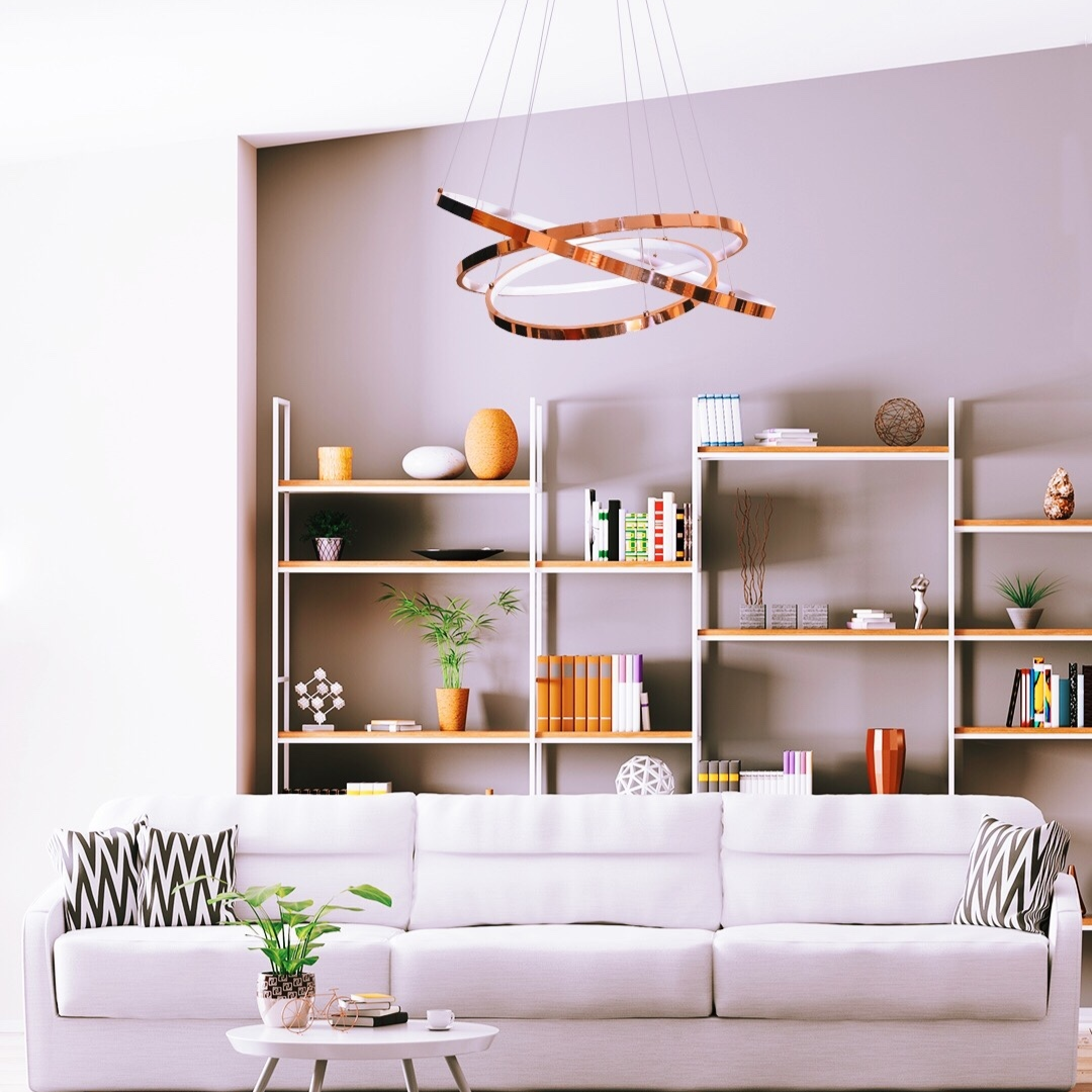 ACVATO - Lustre Doré pendentif à 3 Anneaux