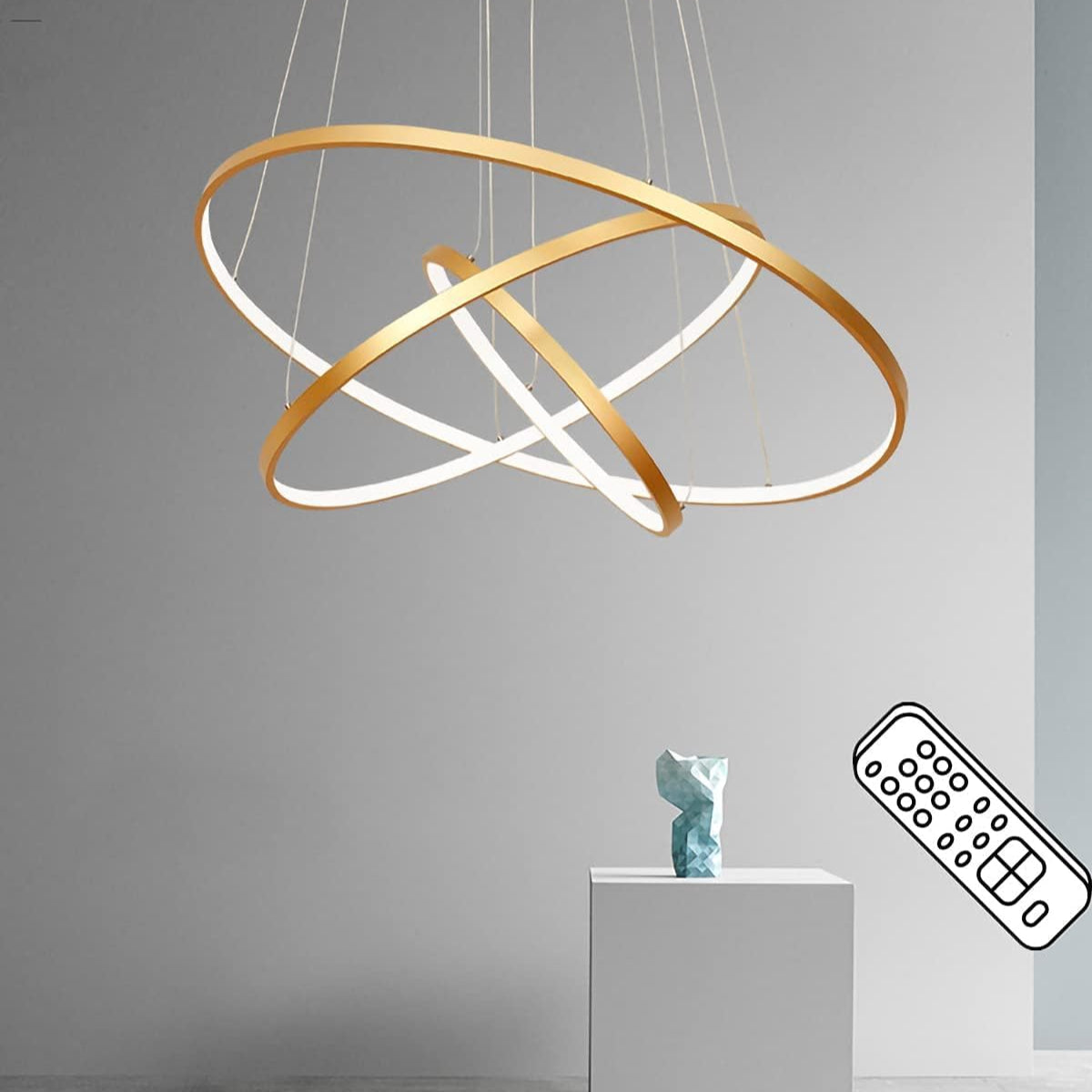 ACVATO - Lustre Doré pendentif à 3 Anneaux