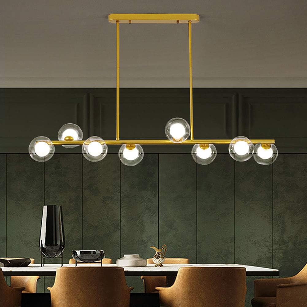 HAMPTON - Lustre horizontal moderne G9, doré. 8 tête