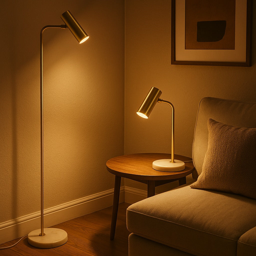 Lampadaire Cylindre Base Marbre