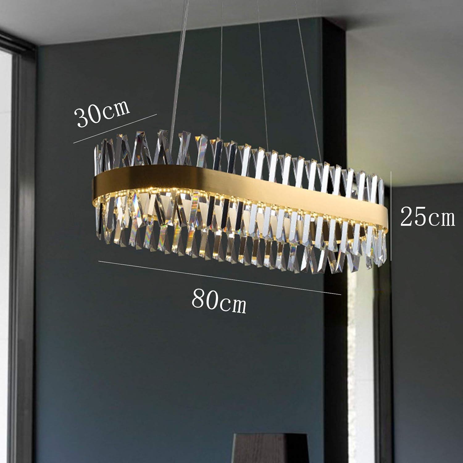CITRA - Lustre Cristal K9 Or LED 800x300 MM