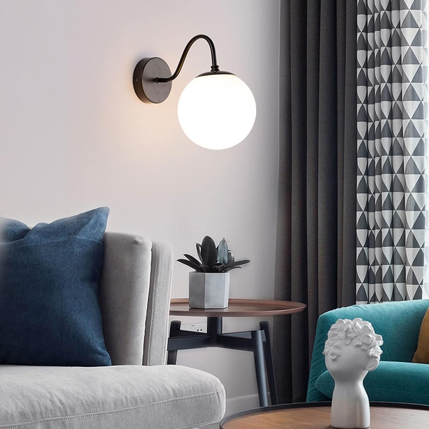 JADSSOX - Globe en verre, applique murale en métal