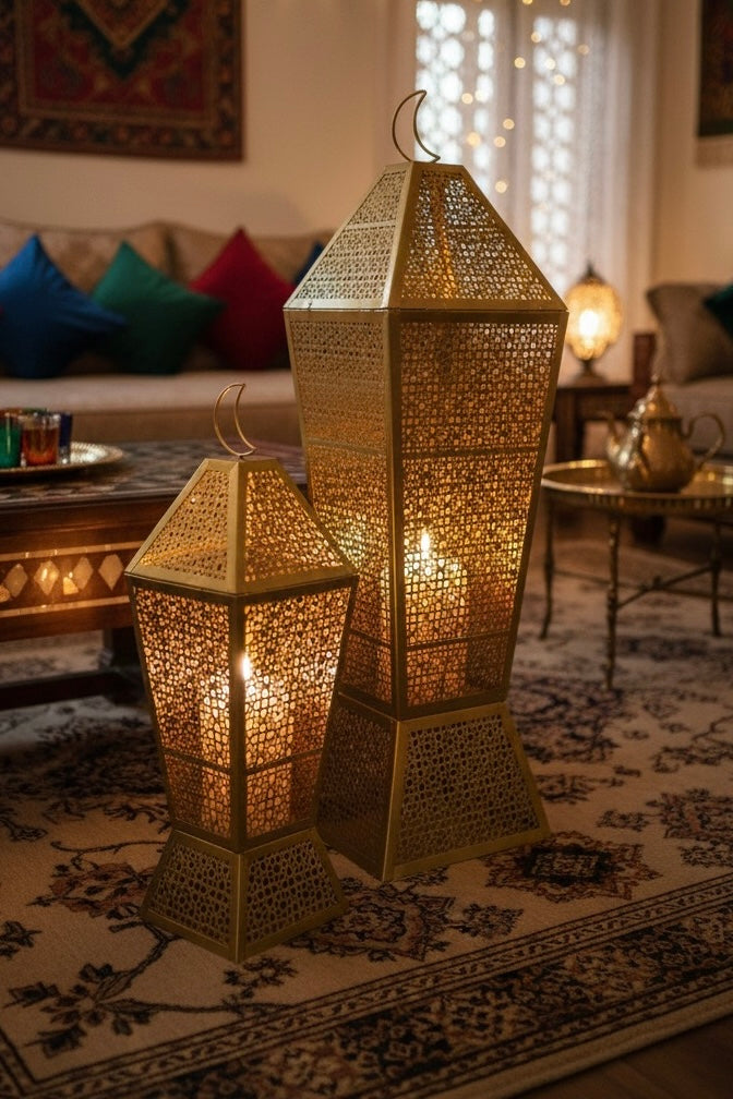 Grandes Lanternes Dorées – Style Oriental Majestueux