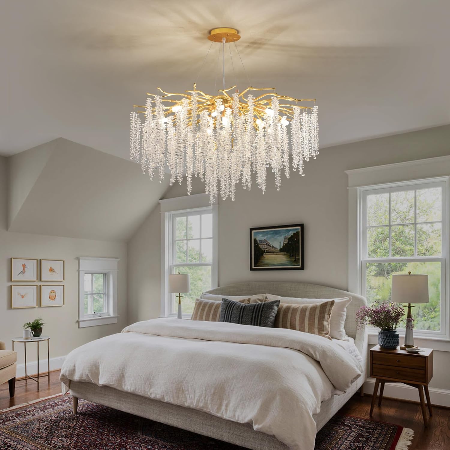 CRISTALLINE - Lustre en branche d'arbre 50/60 cm