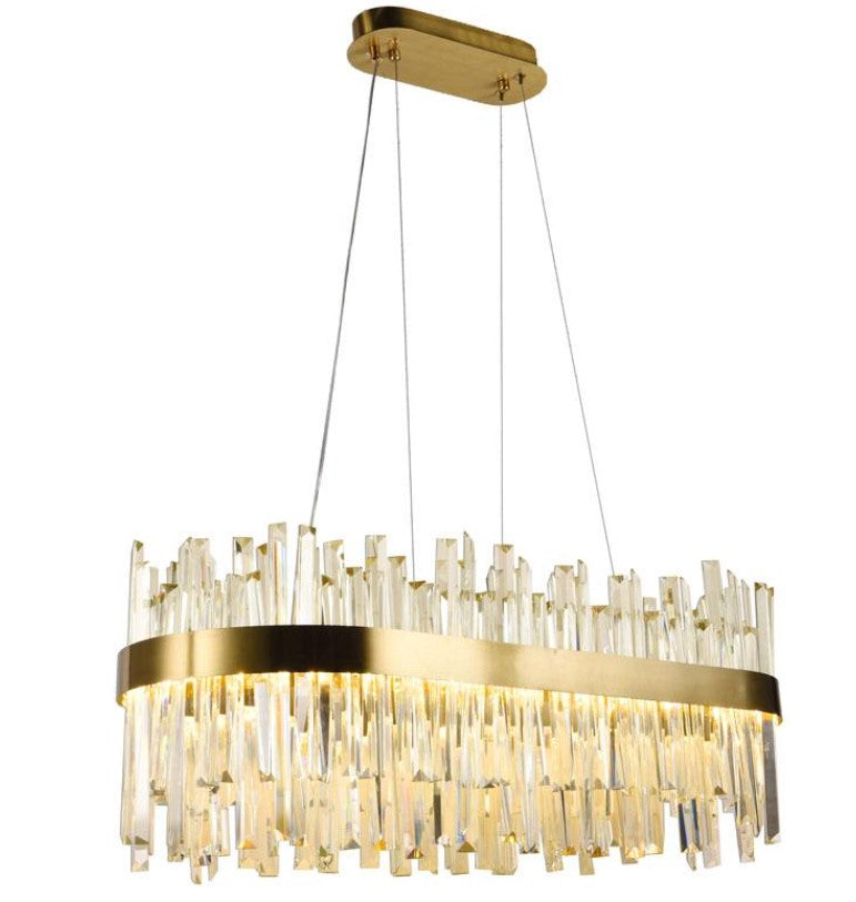 BUNCC - Lustre Cristal K9 LED avec Télécommande Ovale/Ronde