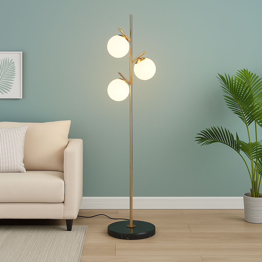 Lampadaire en verre 3 ampoules