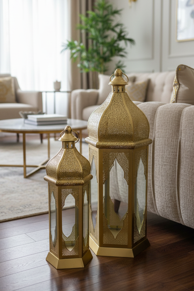 Duo de Lanternes Dorées Élégance