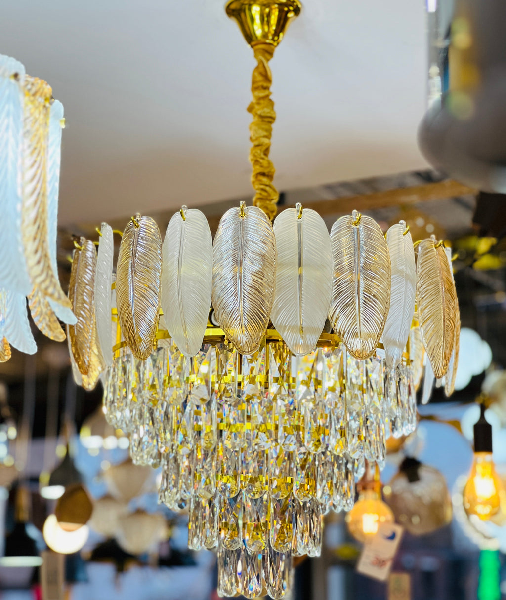 FEATHER , Lustre ronde en cristal pour salon