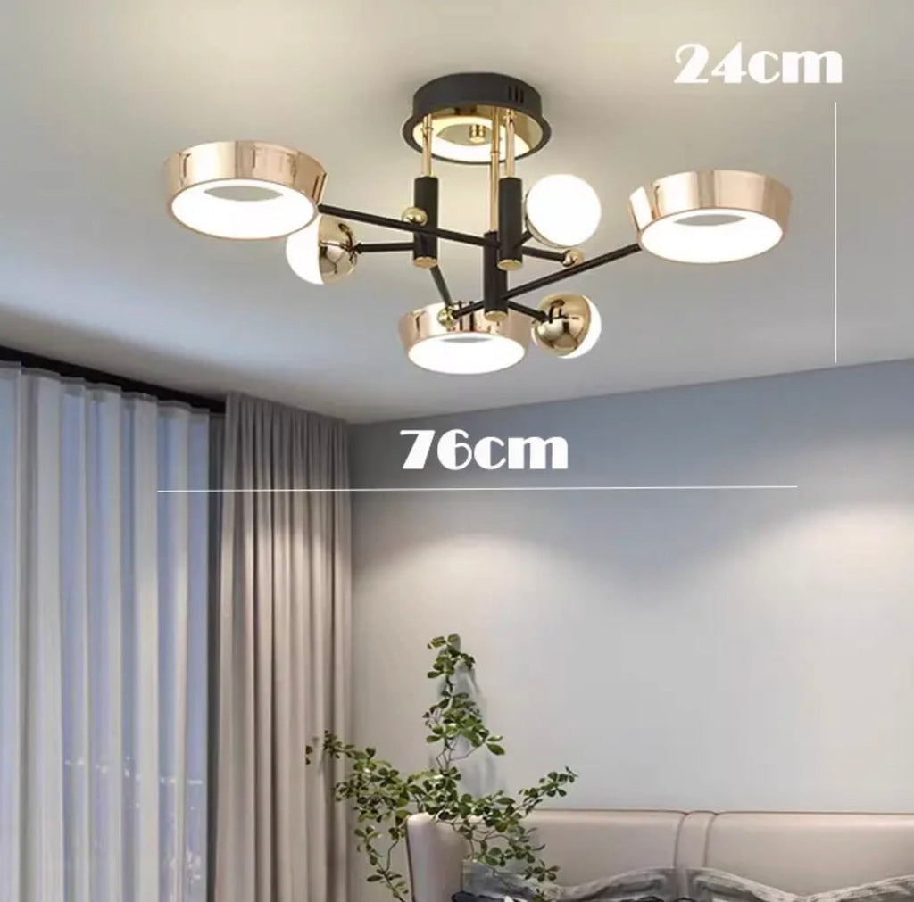 DARSOME - Lustre Suspendu Moderne – Design Épuré Éclairage LED (Doré/Noir)