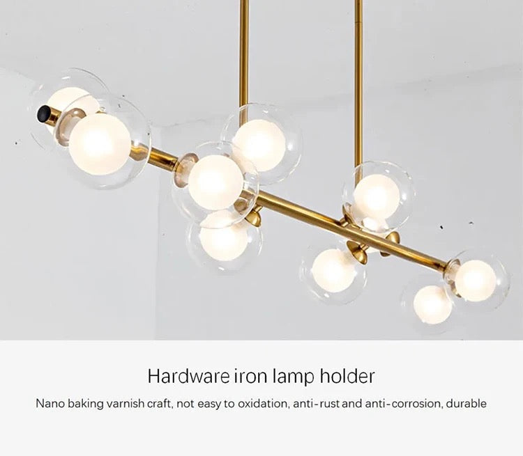 HAMPTON - Lustre horizontal moderne G9, doré. 8 tête