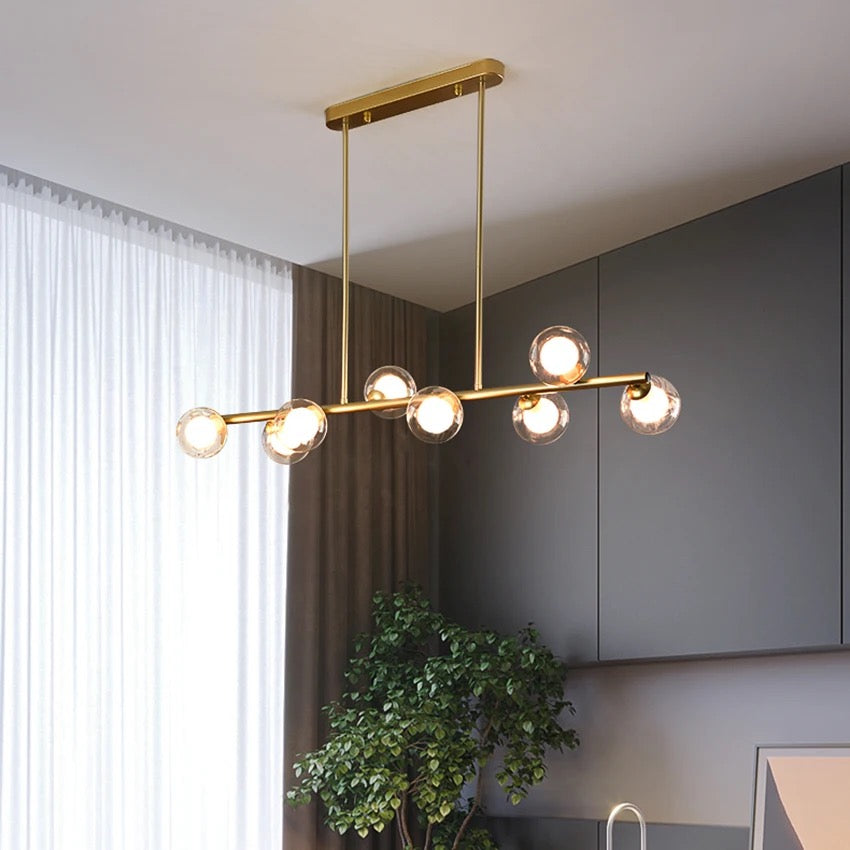 HAMPTON - Lustre horizontal moderne G9, doré. 8 tête