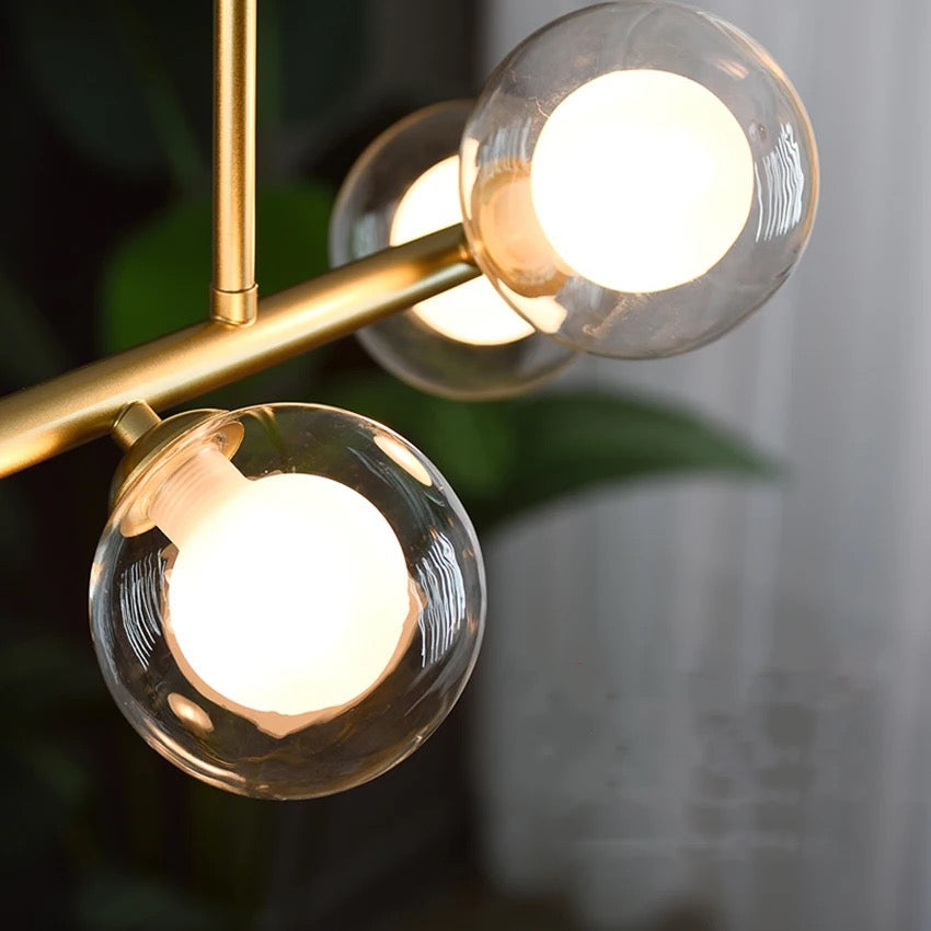 HAMPTON - Lustre horizontal moderne G9, doré. 8 tête