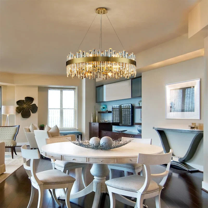 BUNCC - Lustre Cristal K9 LED avec Télécommande Ovale/Ronde