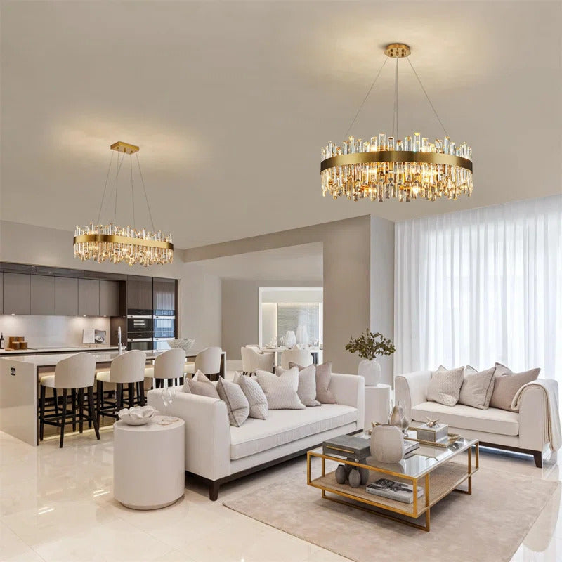 BUNCC - Lustre Cristal K9 LED avec Télécommande Ovale/Ronde