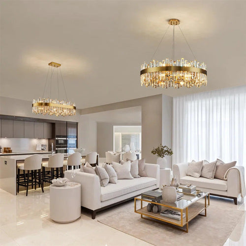 BUNCC - Lustre Cristal K9 LED avec Télécommande Ovale/Ronde