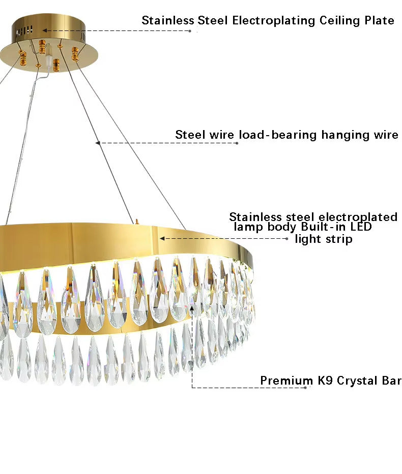DAMKO - Lustre en Cristal K9 40/50/60 cm