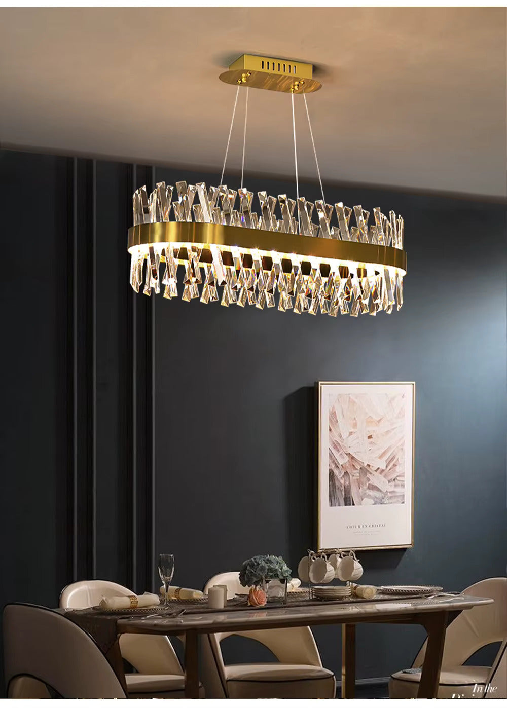 CITRA - Lustre Cristal K9 Or LED 800x300 MM