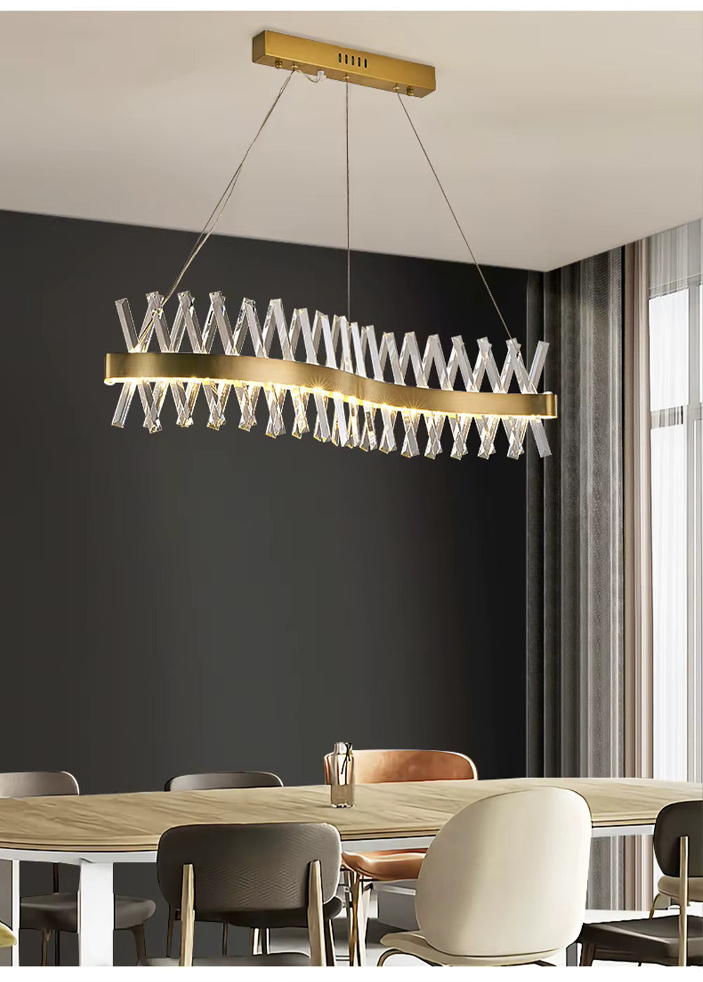 CITRA - Lustre Cristal K9 Or LED 100 CM