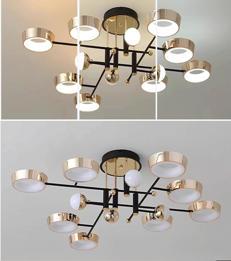 DARSOME - Lustre Suspendu Moderne – Design Épuré Éclairage LED (Doré/Noir)