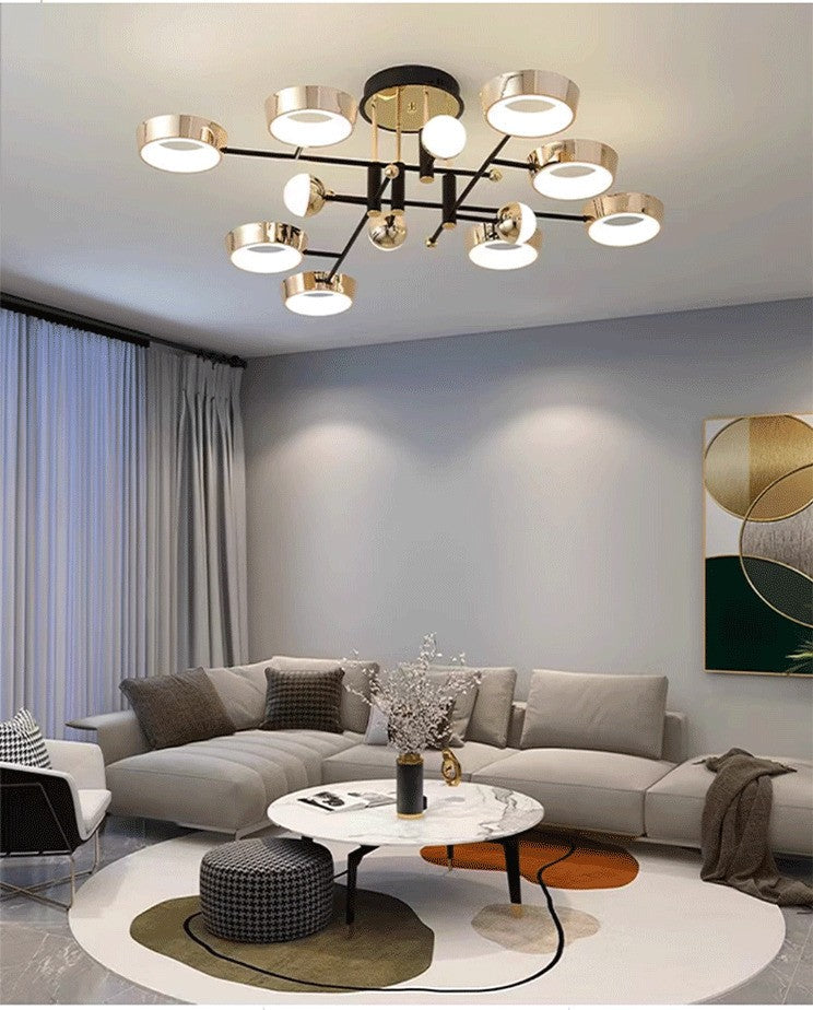 DARSOME - Lustre Suspendu Moderne – Design Épuré Éclairage LED (Doré/Noir)