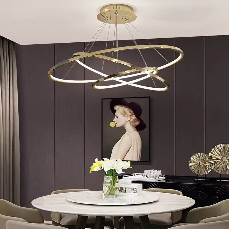 ACVATO - Lustre Doré pendentif à 3 Anneaux