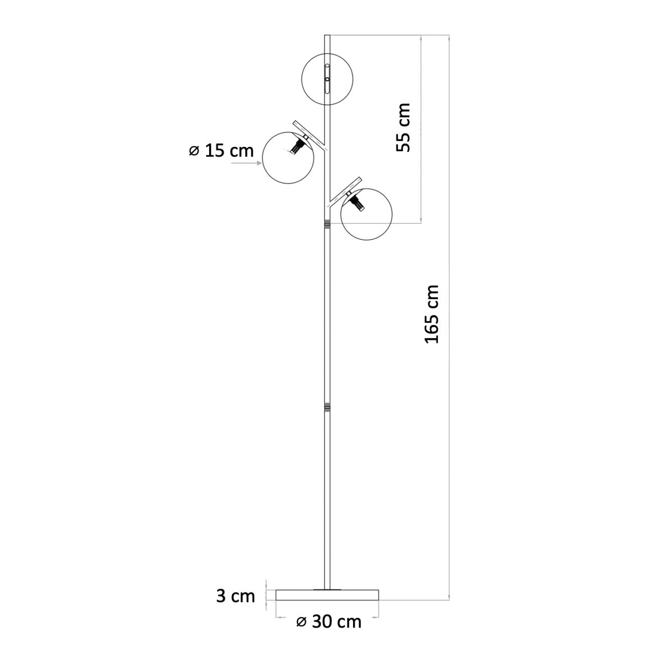 Lampadaire en verre 3 ampoules