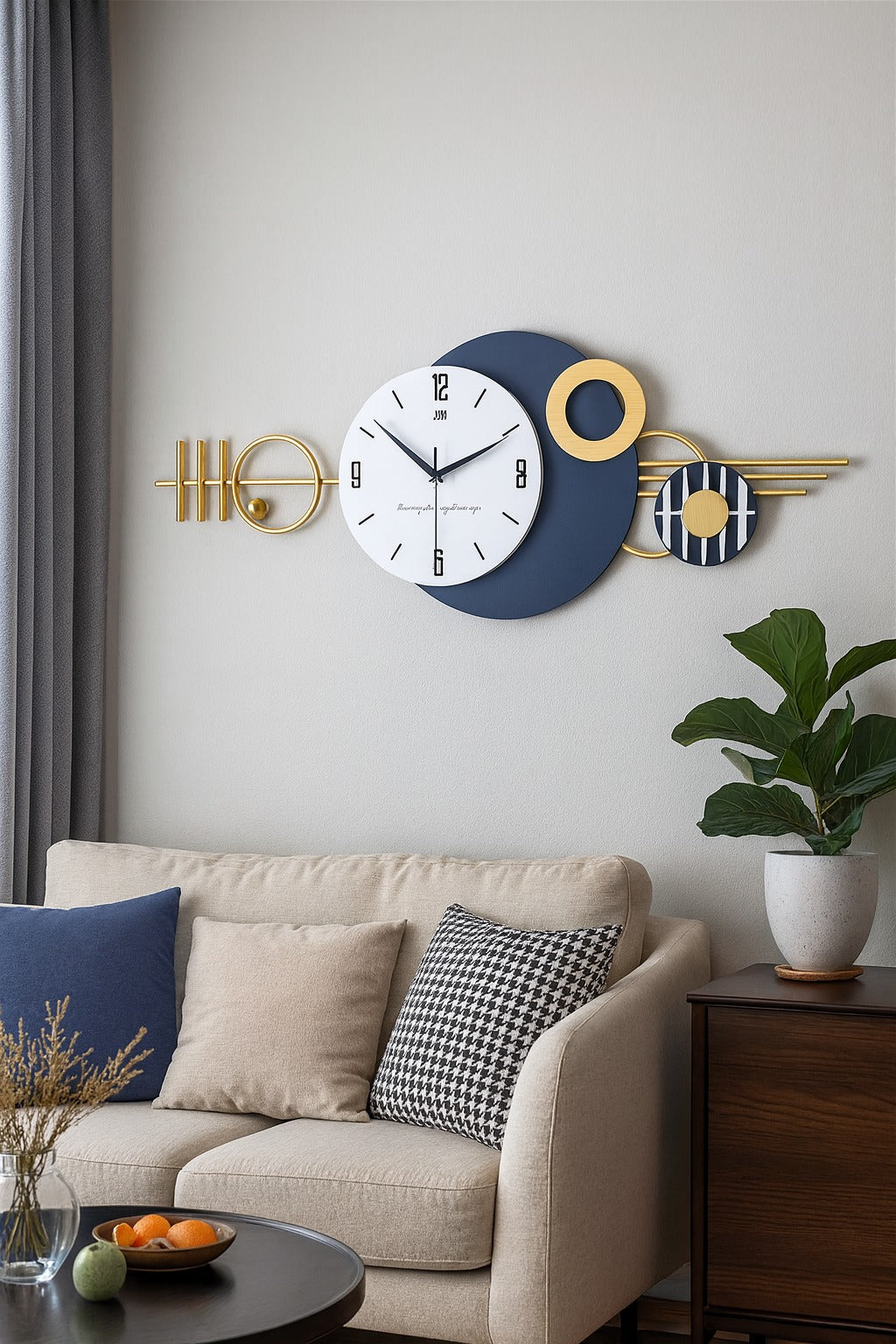 Horloge murale design cercles et formes géométriques