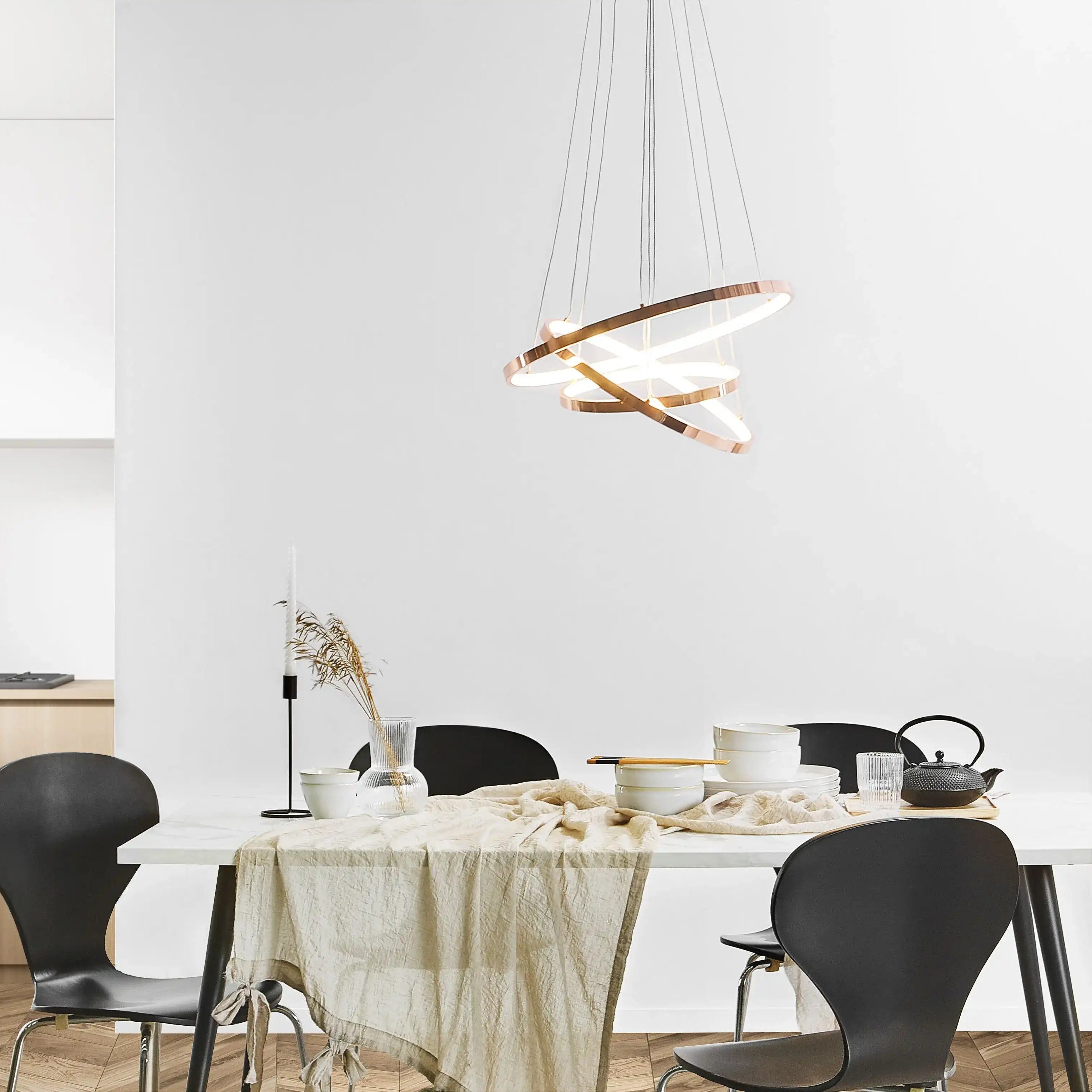 ACVATO - Lustre Doré pendentif à 3 Anneaux