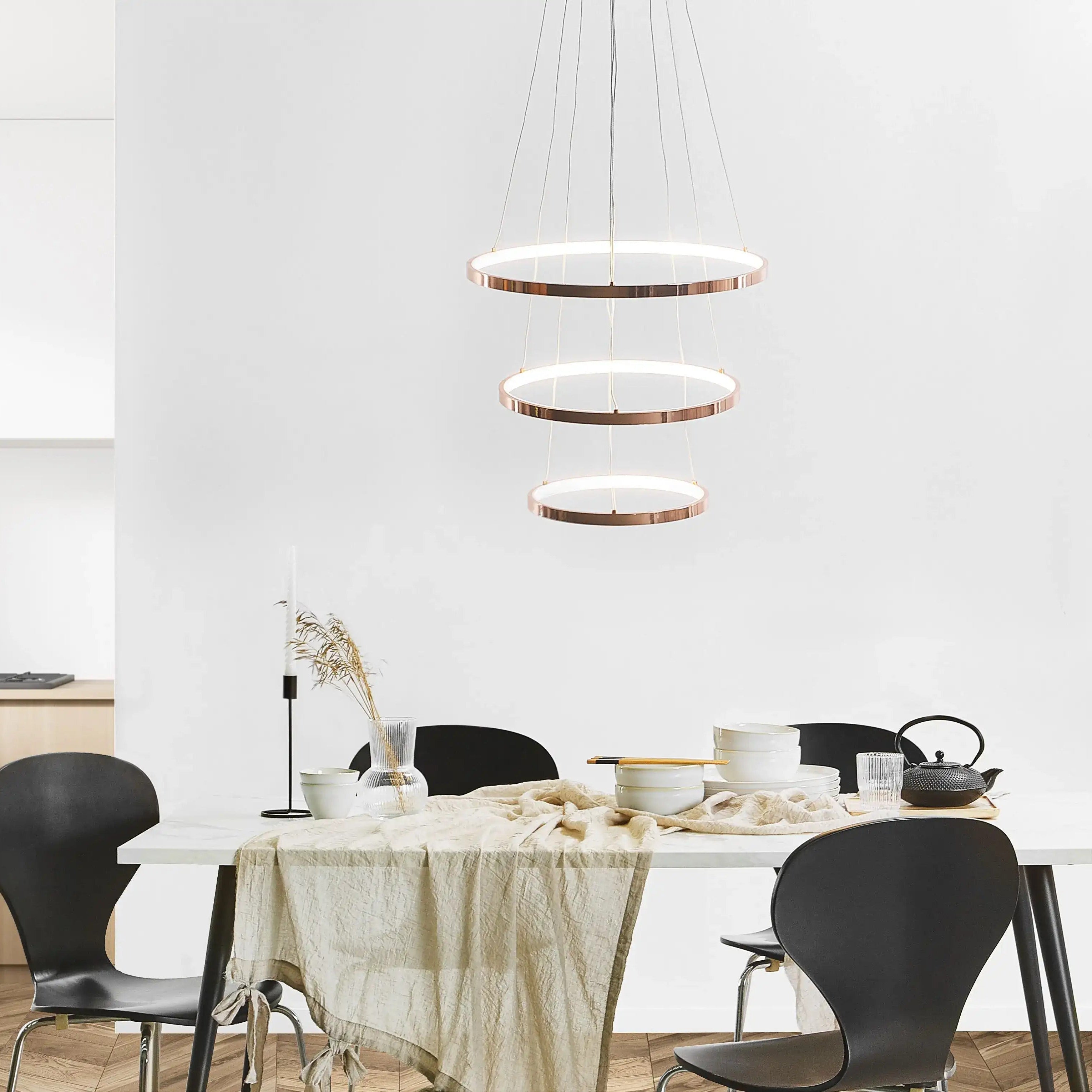 ACVATO - Lustre Doré pendentif à 3 Anneaux