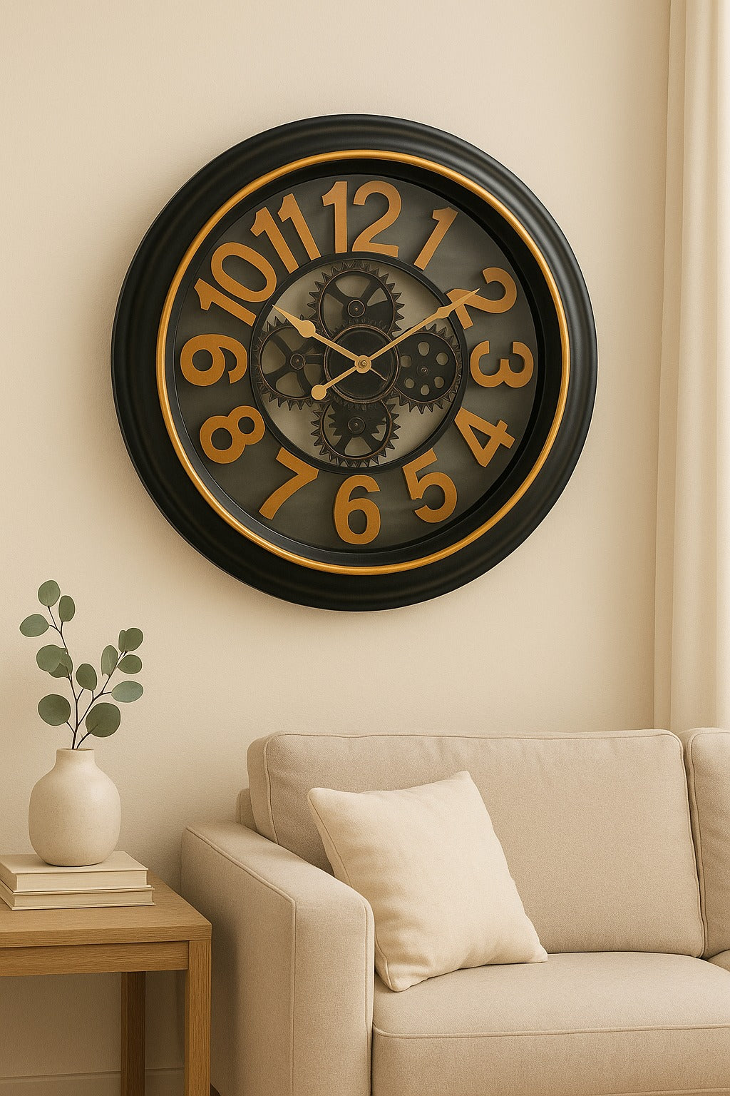 Horloge Murale Industrielle Engrenages 50 cm