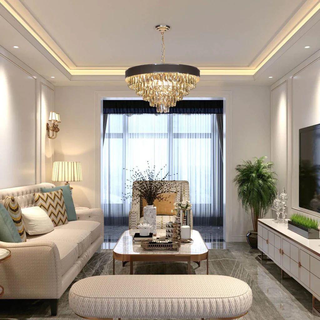 Jante en cuir noir avec cristaux K9 Lustre de luxe