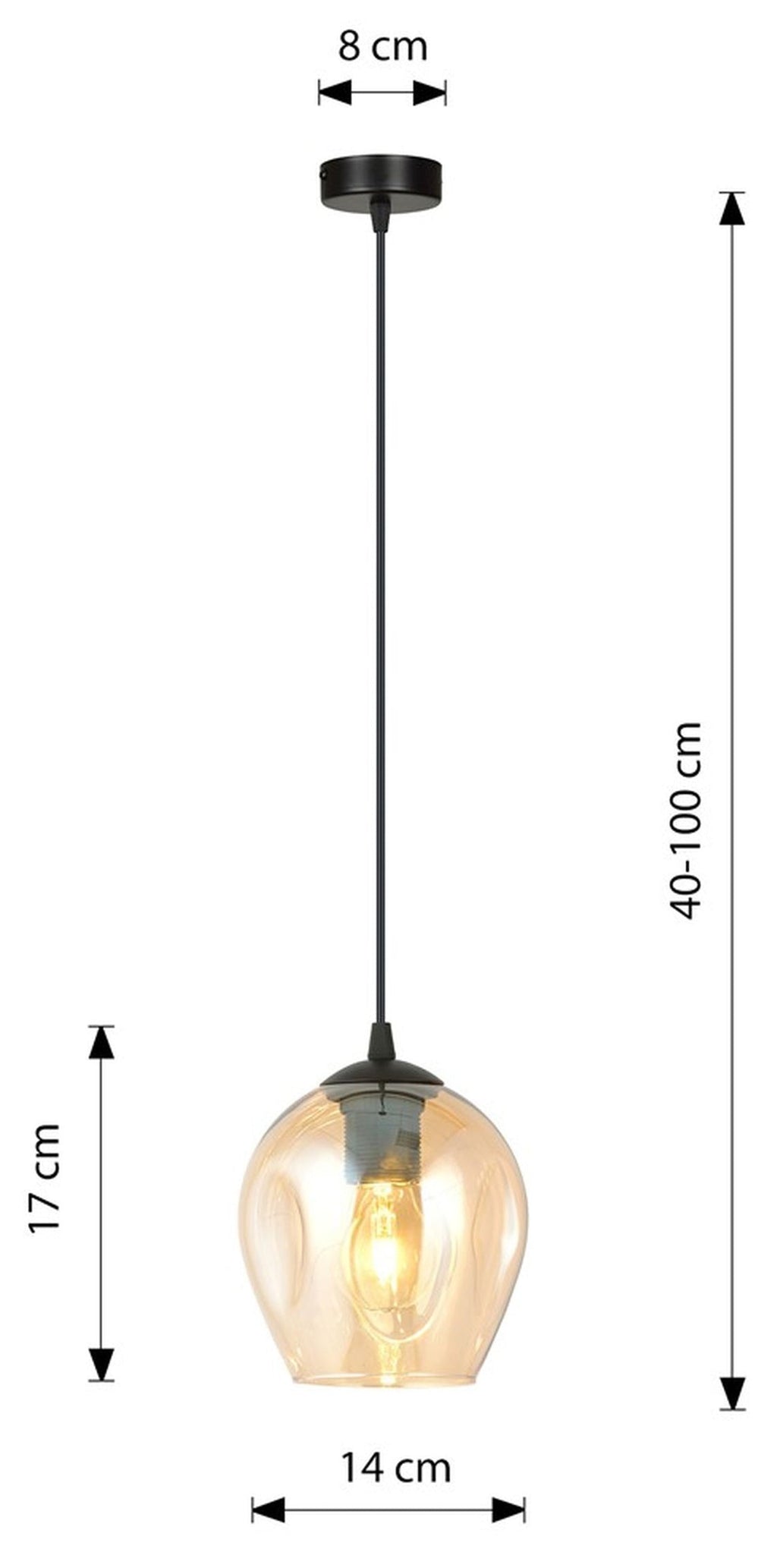 ISTAR - suspendu dôme avec abat-jour en verre transparent