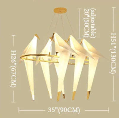Lampe suspendue LED en pvc sous forme de oiseaux